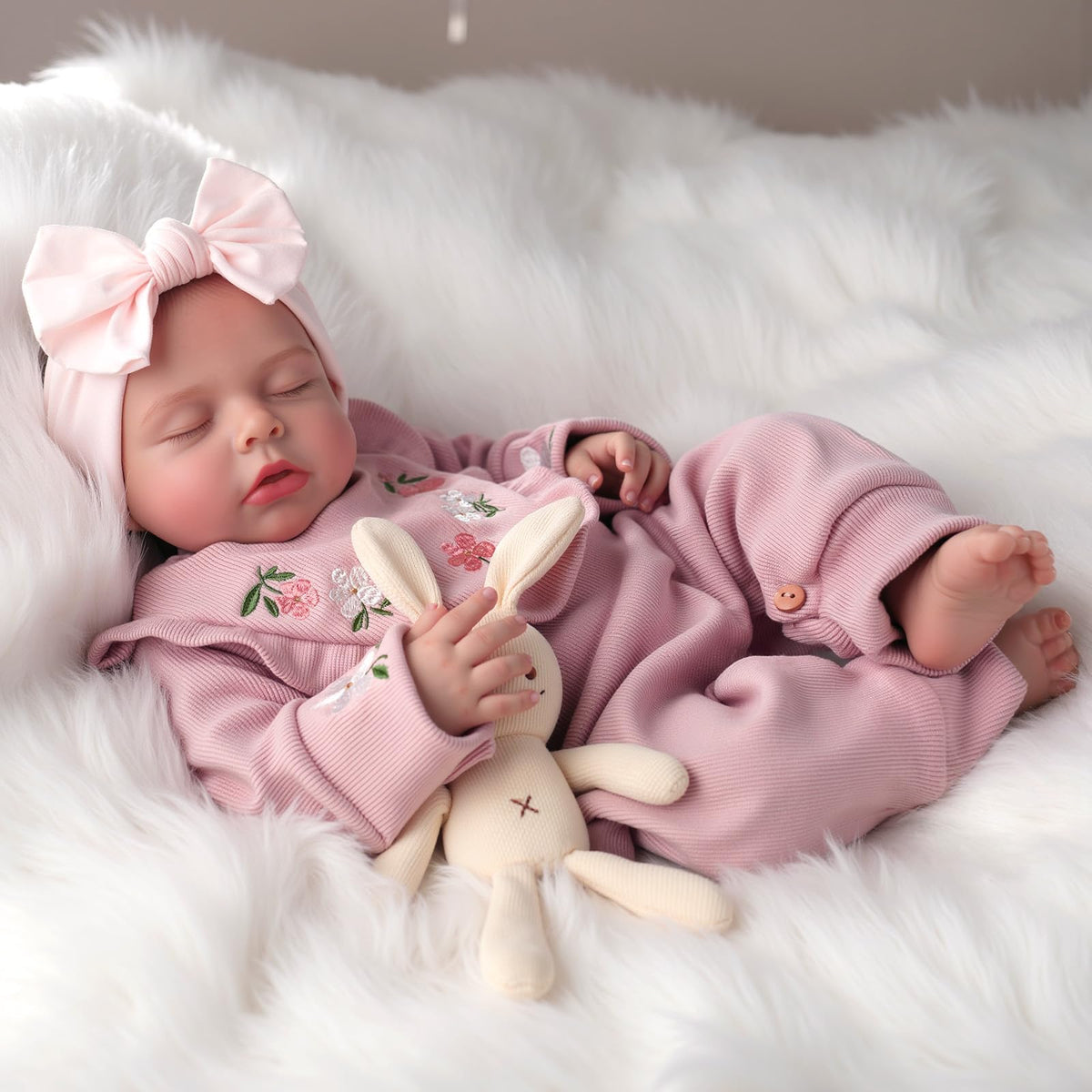 BABESIDE lifelike reborn baby doll sleeping, inviting nurturing play.