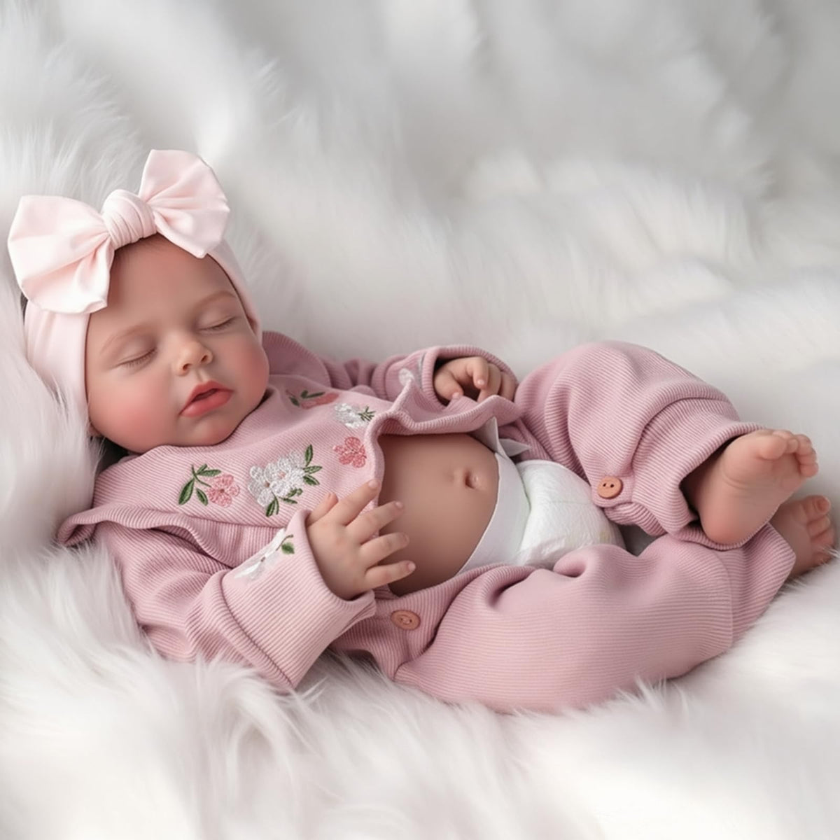 BABESIDE lifelike reborn doll face detail for imaginative play and realistic moments.
