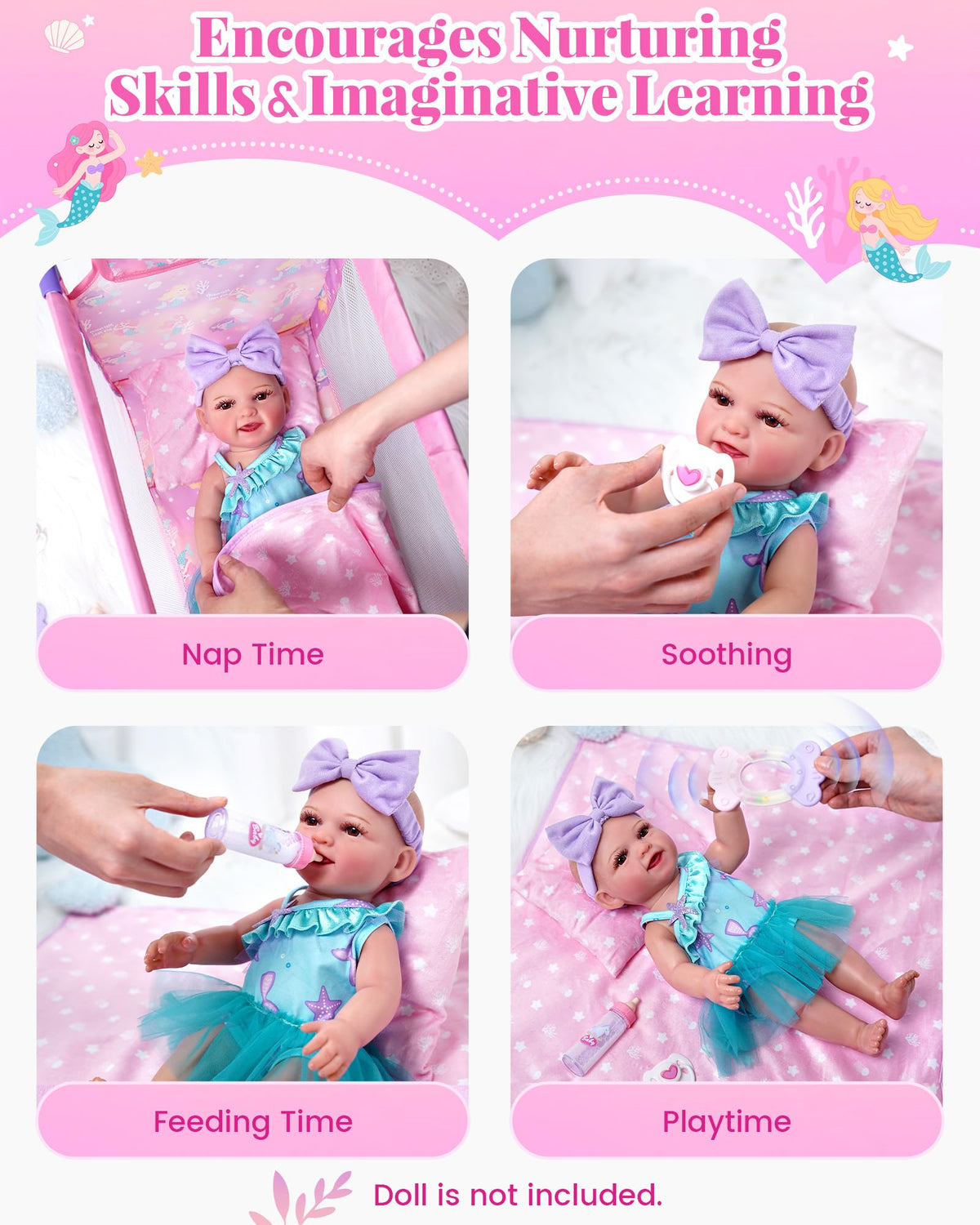 BABESIDE magnetic pacifier attaches to compatible dolls for authentic care.