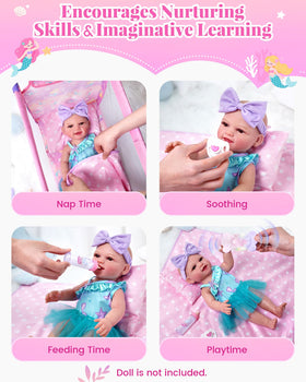 BABESIDE magnetic pacifier attaches to compatible dolls for authentic care.