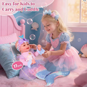 Babeside Mermaid Doll 15inch soft-cloth body invites cozy hugs.