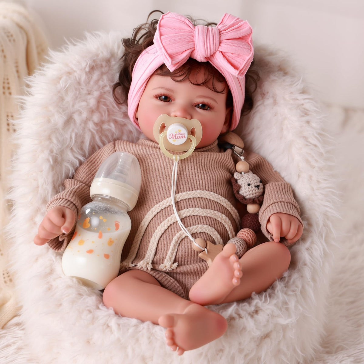 BABESIDE Mia 17-inch includes bottle and magnetic pacifier for interactive play