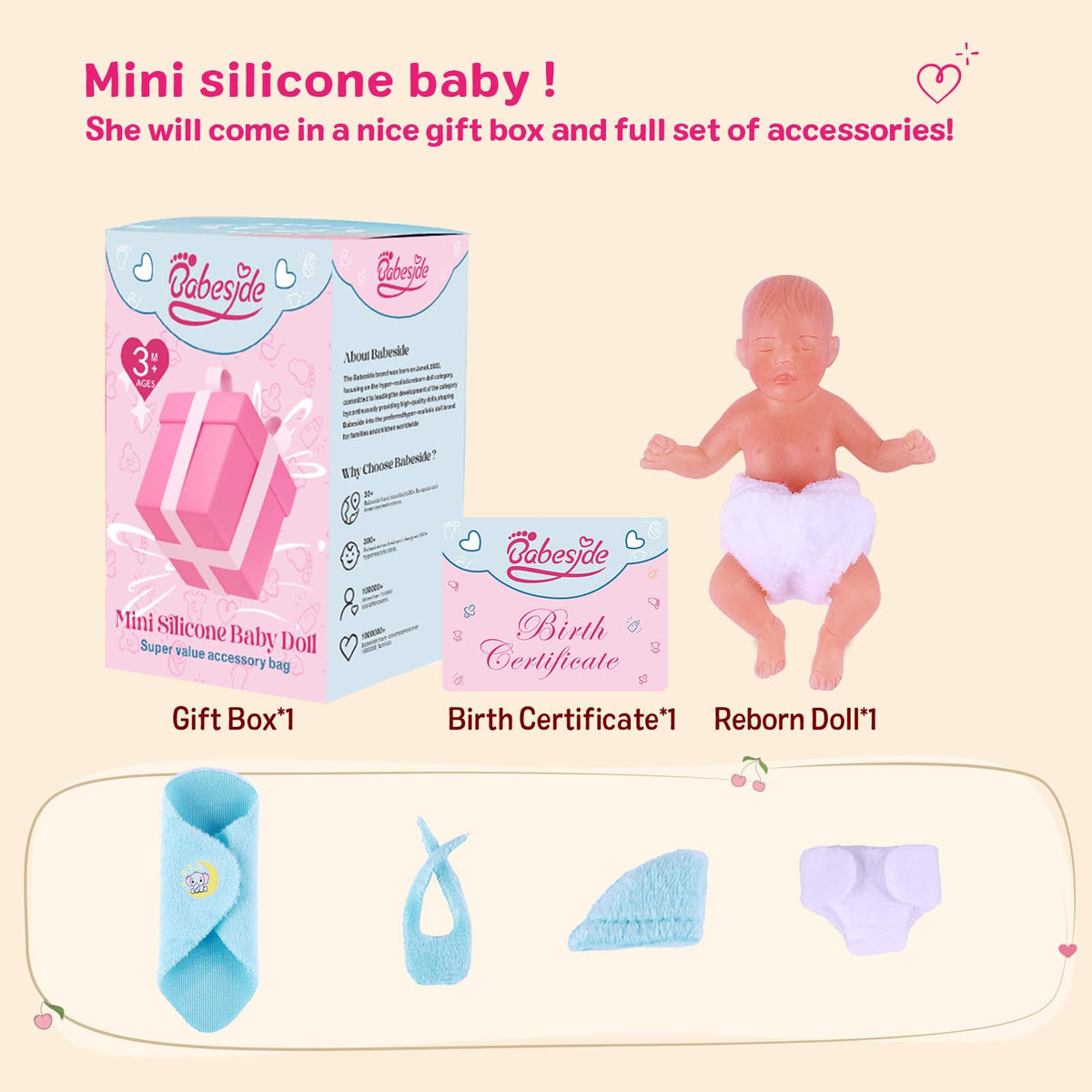 BABESIDE blue mini doll kit with complete accessory set for storytelling