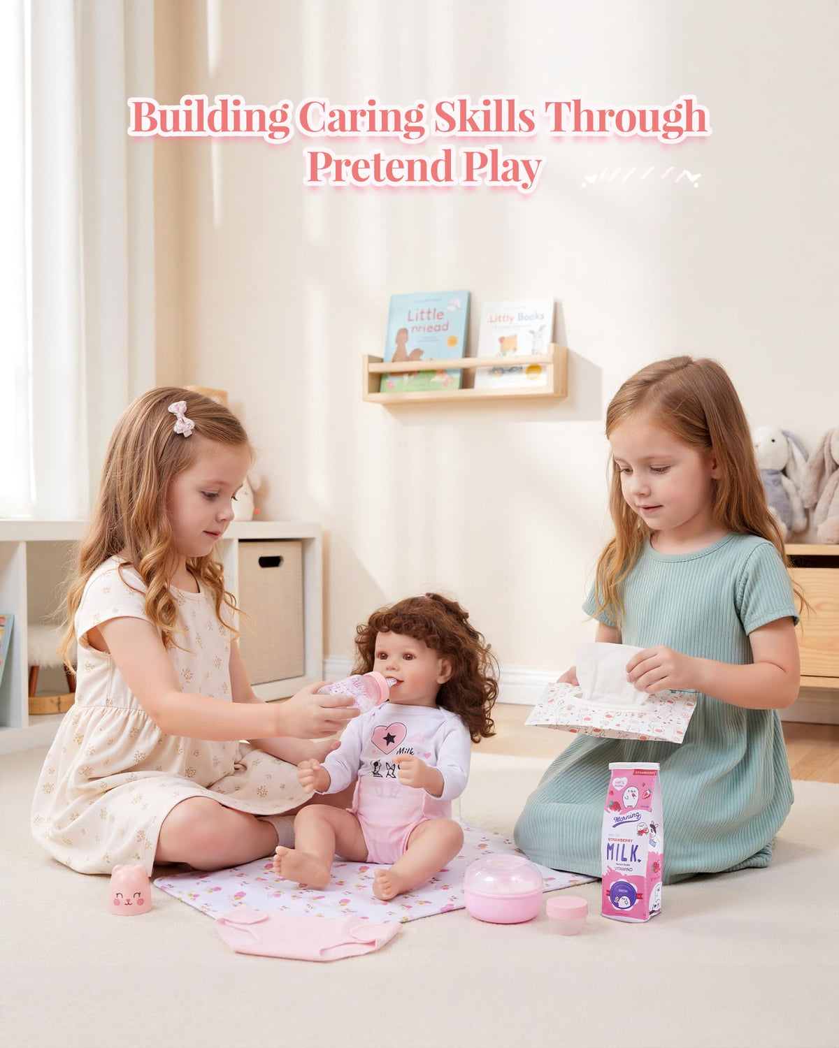 BABESIDE powder puff with case enables gentle pretend grooming