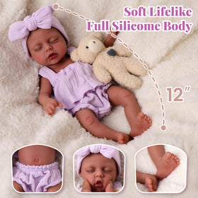 BABESIDE realistic eyelashes and vein shading enhance the infant's lifelike look.