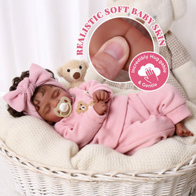 Soft vinyl skin with visible veins adds cuddly realism to the BABESIDE doll.