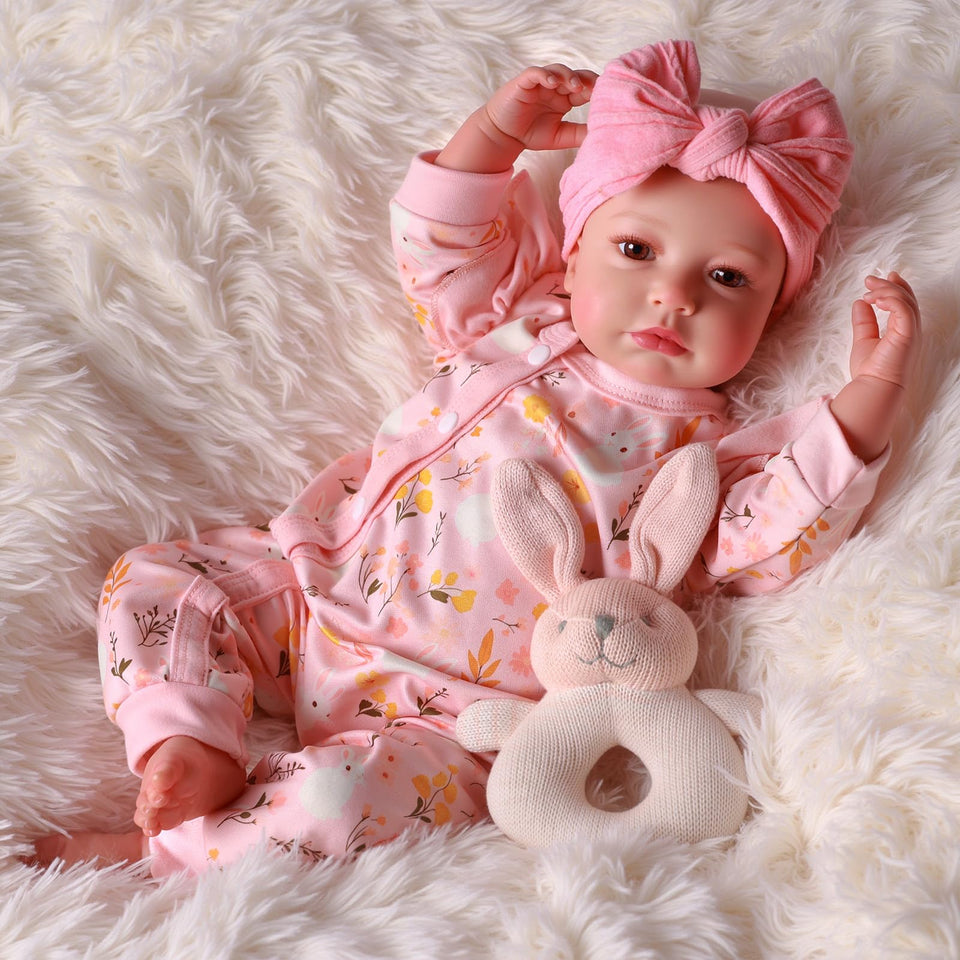 BABESIDE Reborn doll close-up face with lifelike details for comforting cuddle play