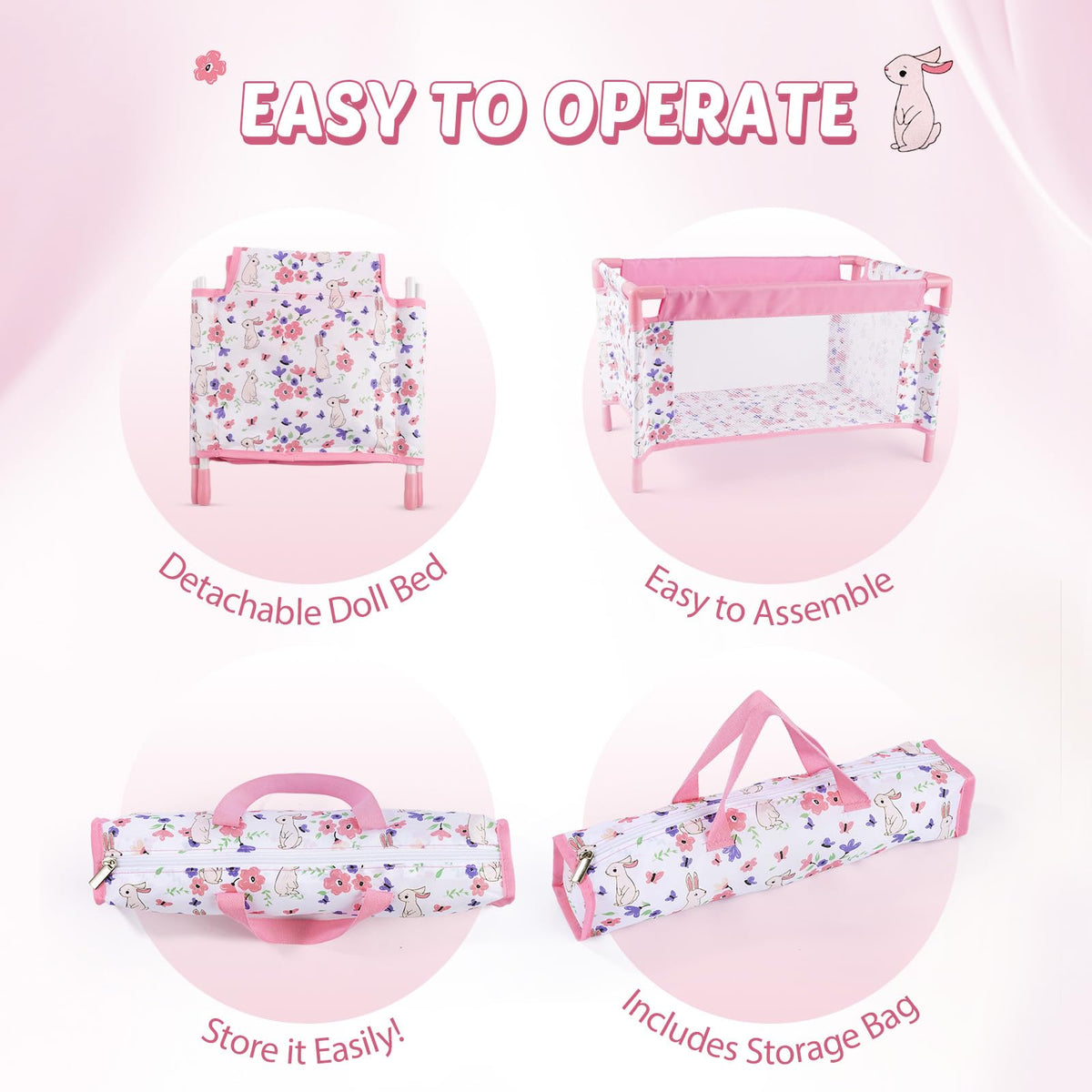 BABESIDE foldable reborn crib with storage bag for portable play.