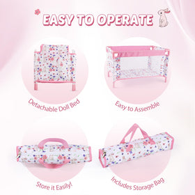 BABESIDE foldable reborn crib with storage bag for portable play.