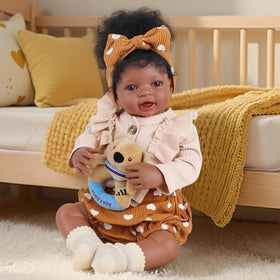 BABESIDE Reborn Black Girl 20-Inch face detail highlights hand-painted realism
