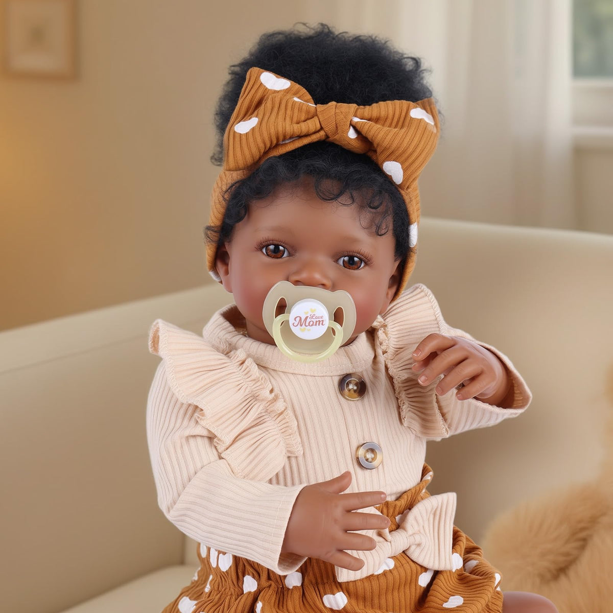BABESIDE Reborn Black Girl 20-Inch lifelike pose for gentle play