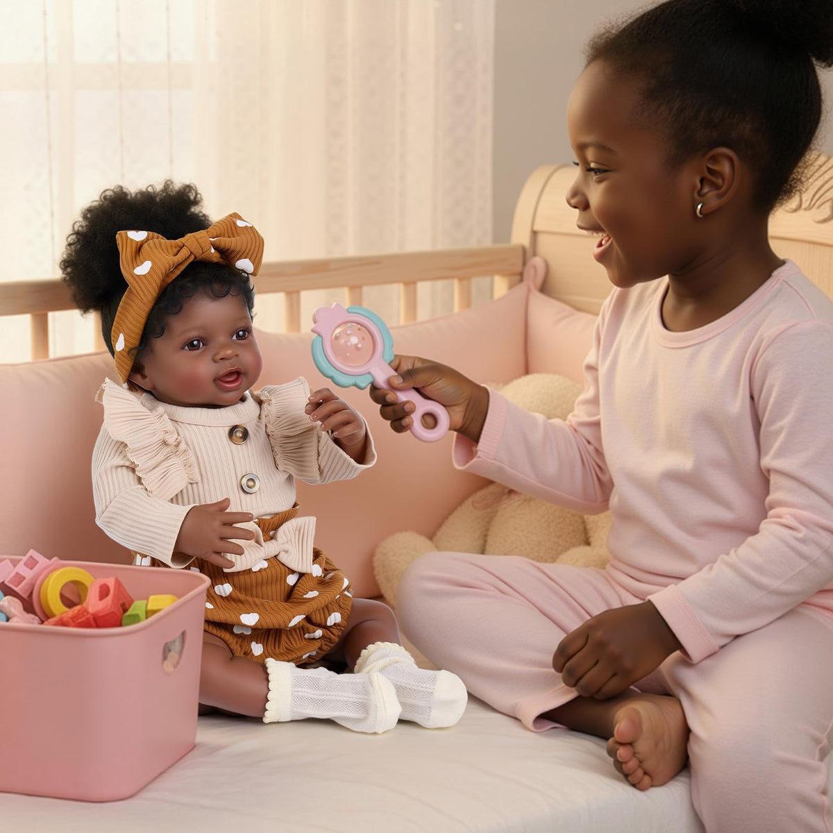 BABESIDE Reborn Black Girl 20-Inch soft body limbs for lifelike play