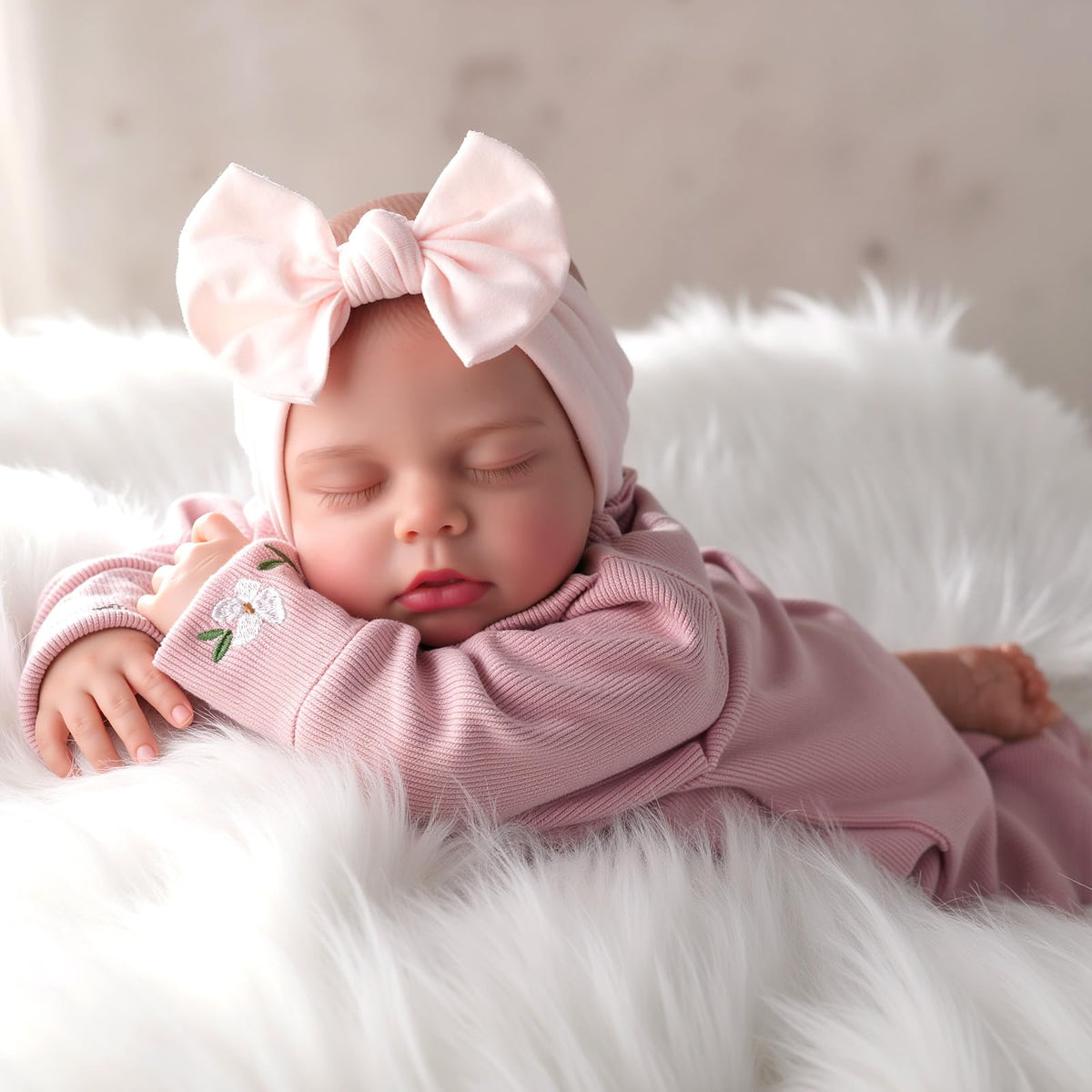 BABESIDE sleeping doll portrait invites calm, nurturing storytelling and quiet moments.