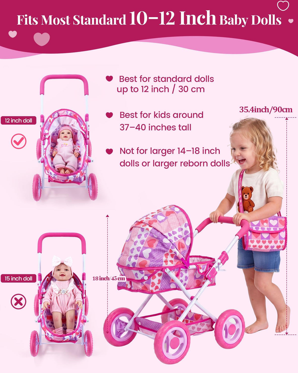 BABESIDE soft fabric stroller cover adds comfort during pretend outings.