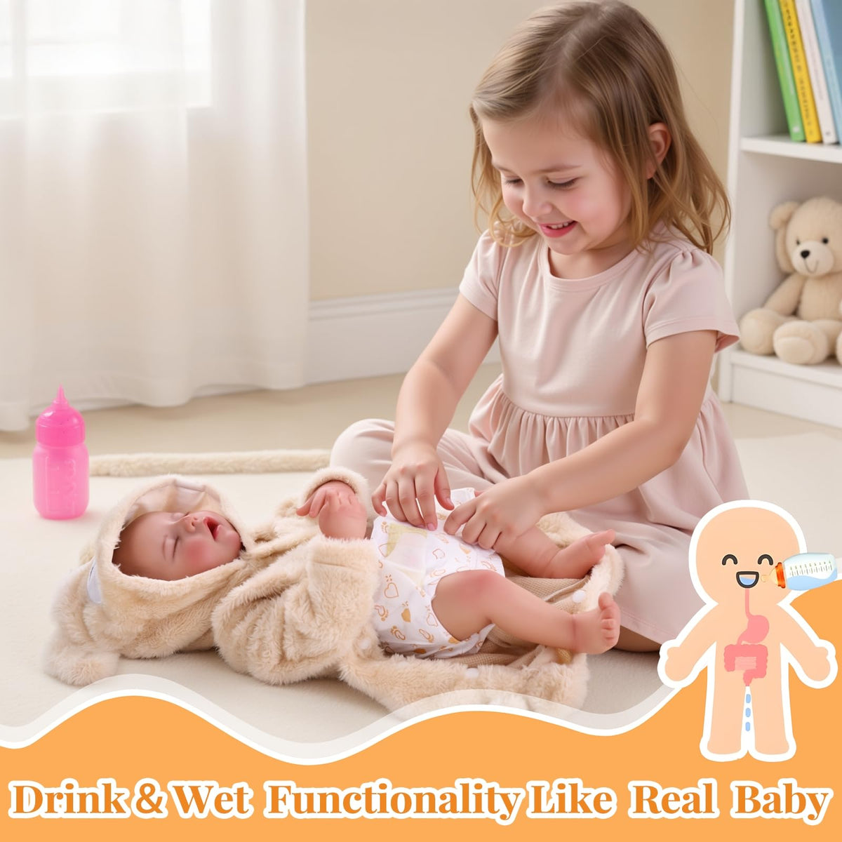 BABESIDE soft-vinyl-body-doll offers snug hugs and lifelike skin feel