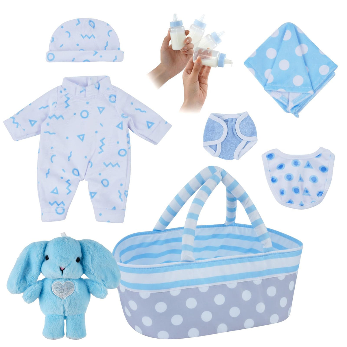 BABESIDE star-pattern doll clothes and bassinet for portable play and storage