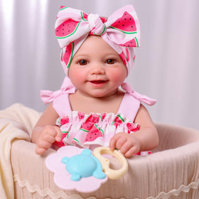 BABESIDE Sunny 17-inch doll face close-up with lifelike lashes and a cheerful smile