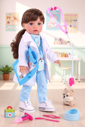 BABESIDE 16-inch vet doll face blue eyes for imaginative care play