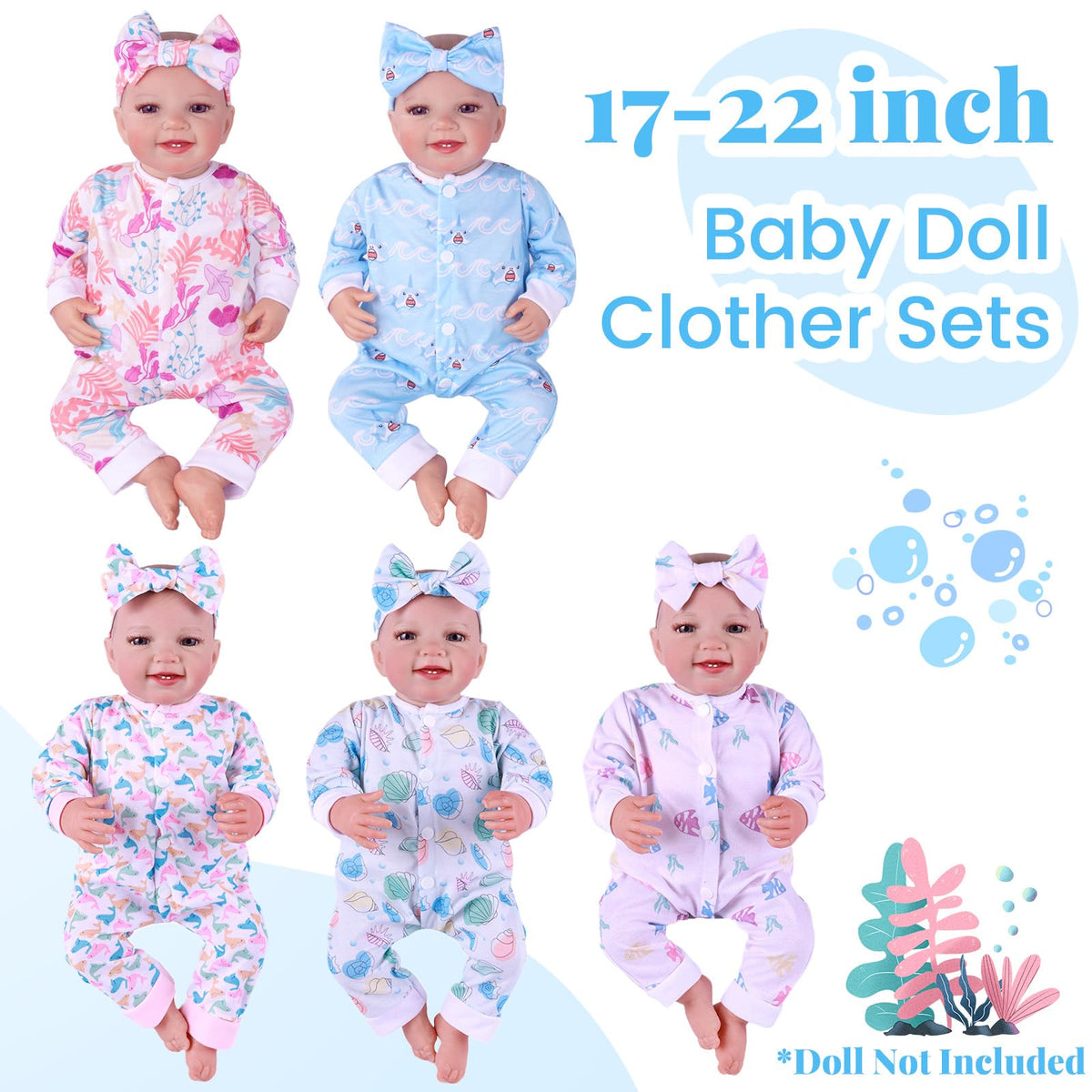 BABESIDE whale-pattern doll clothes with lifelike detail and breathable comfort