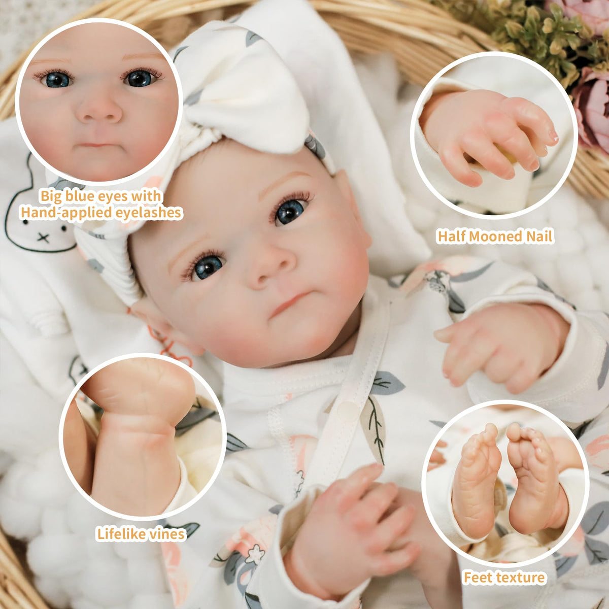 Babeviimt reborn doll hands poseable for easy styling and posing