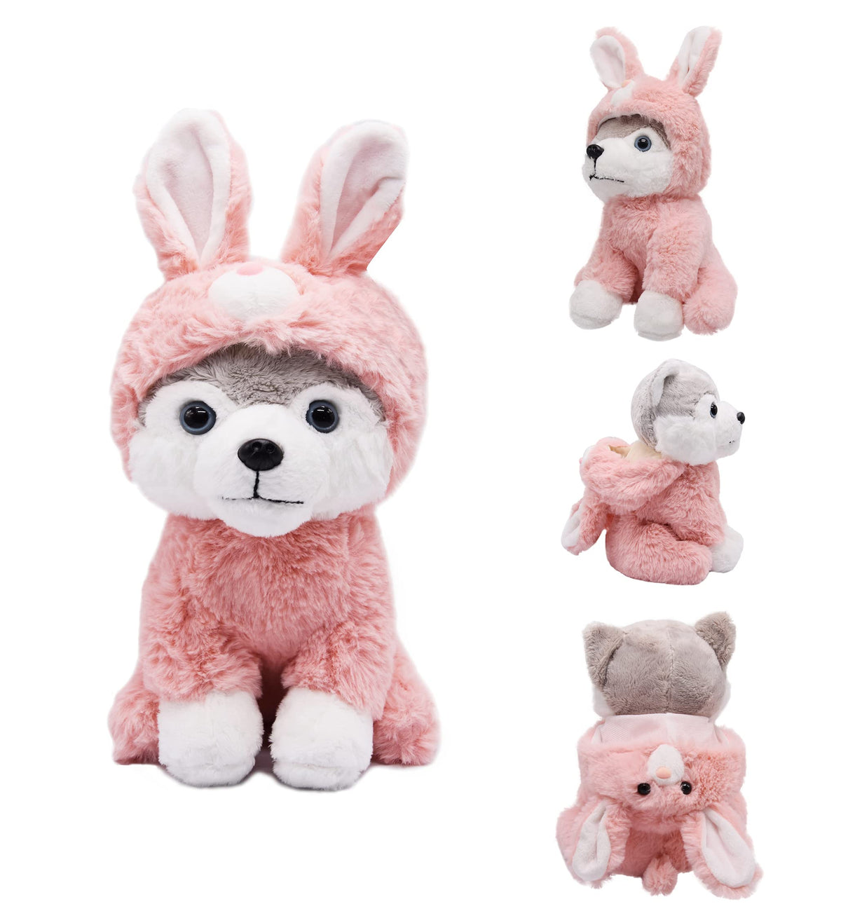 BABOLI cuddly husky in bunny costume, perfect Easter gift and cuddle companion.