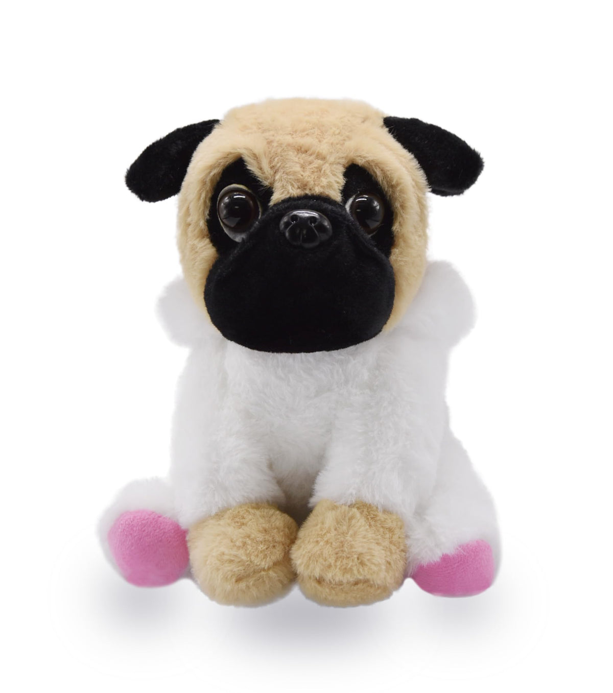 BABOLI cuddly pug in bunny costume front view highlighting lifelike eyes and nose