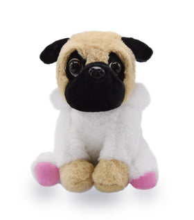 BABOLI cuddly pug in bunny costume front view highlighting lifelike eyes and nose