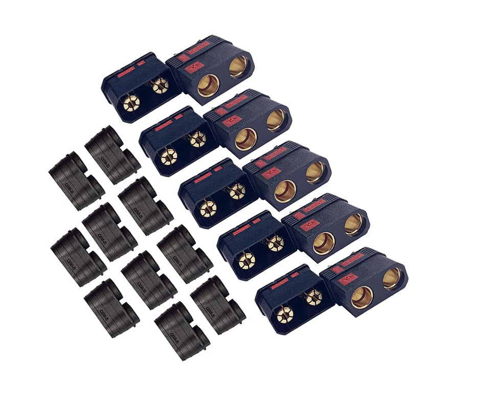 BABUVYA QS8-S male connector close-up with gold-plated contacts for reliable power.