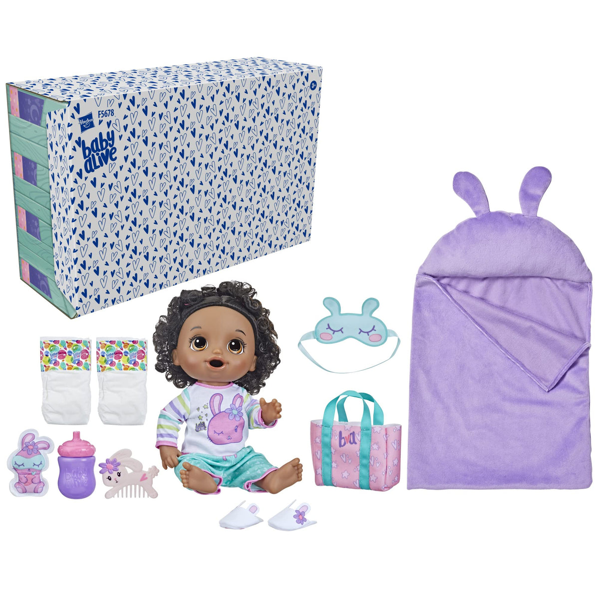 Baby Alive Bunny Sleepover doll eye mask for calm bedtime role-play