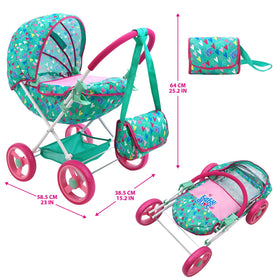 Baby Alive pram with ergonomic handle and smooth wheels for effortless pushing.