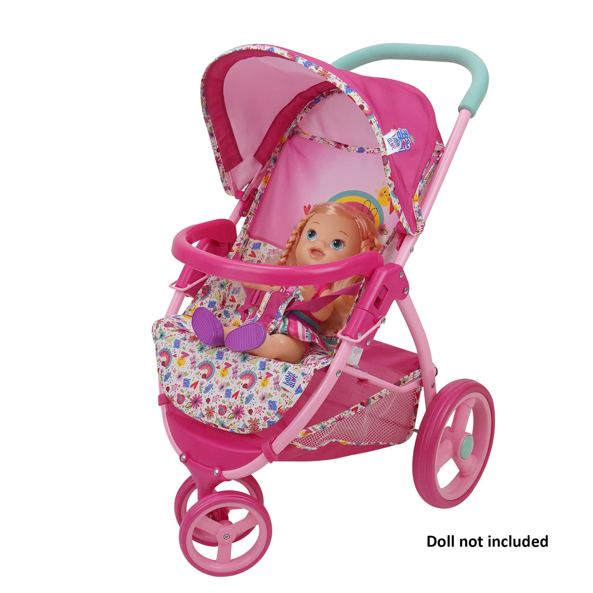Folding mechanism makes Baby Alive stroller easy to store or travel with.