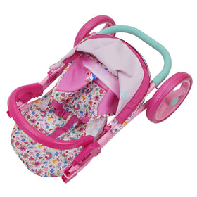 Baby Alive doll stroller swivels smoothly for easy steering during pretend outings.