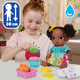 Bright fruit-themed outfit on the Baby Alive Fruity Sips doll