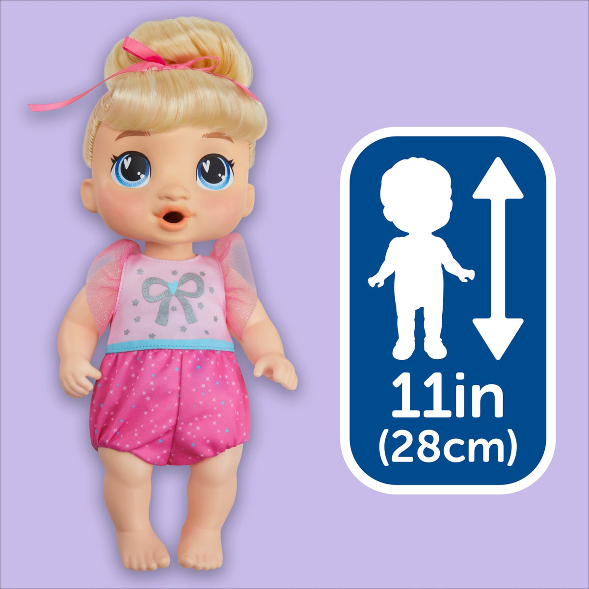 Baby Alive Harper Hugs 11-inch doll ready for brushing hair play