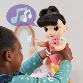Baby Alive Katie Kat dances with a 12 second tune for movement fun.