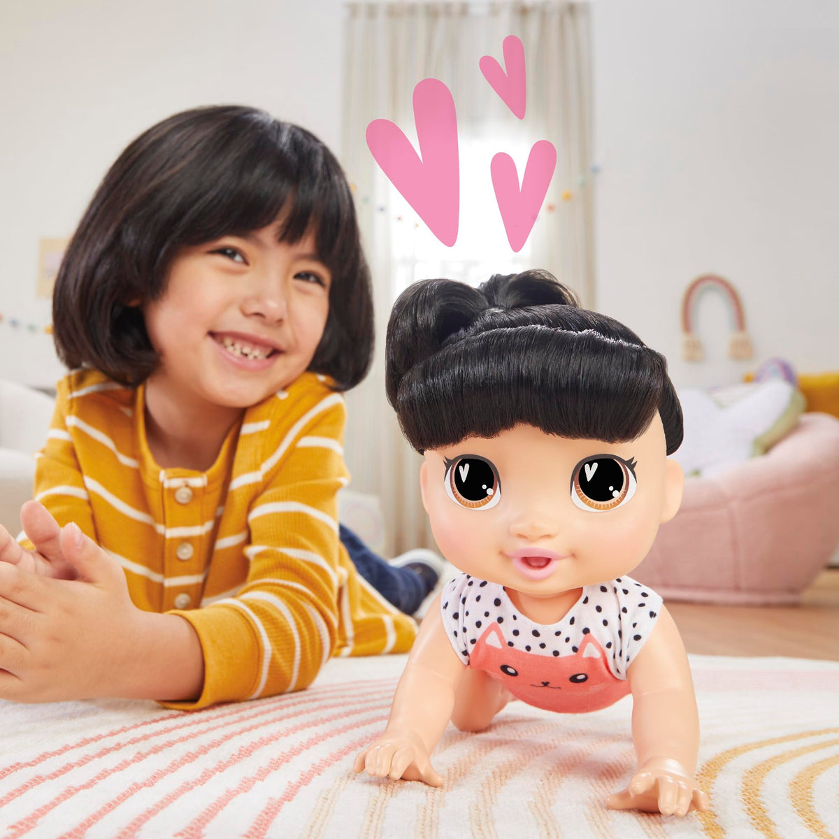 Baby Alive Katie Kat accessories included to spark pretend play.