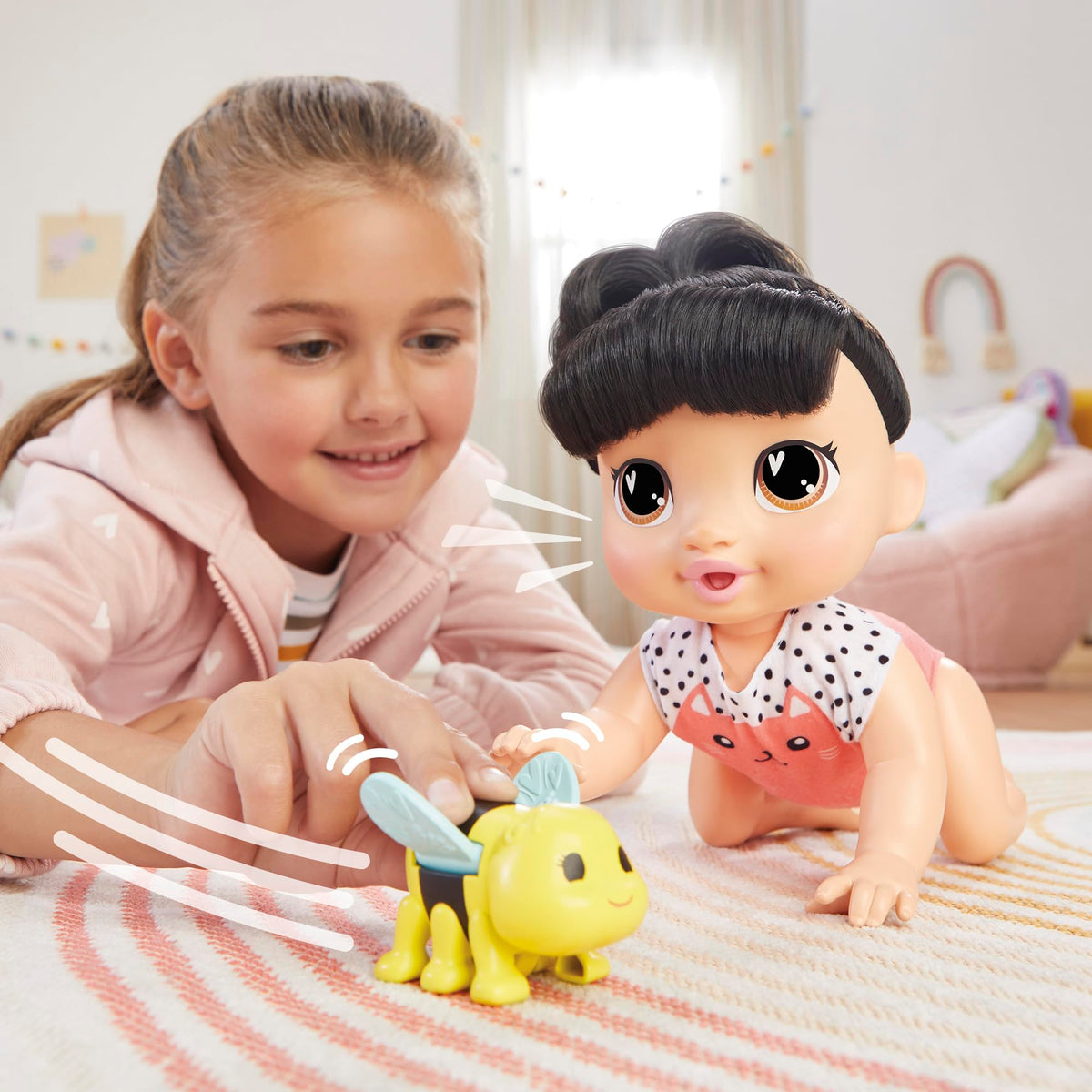 Baby Alive Katie Kat bee friend fluttering wings enhance storytelling play.