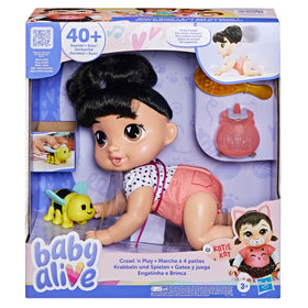Baby Alive Katie Kat crawls forward for realistic crawling play.