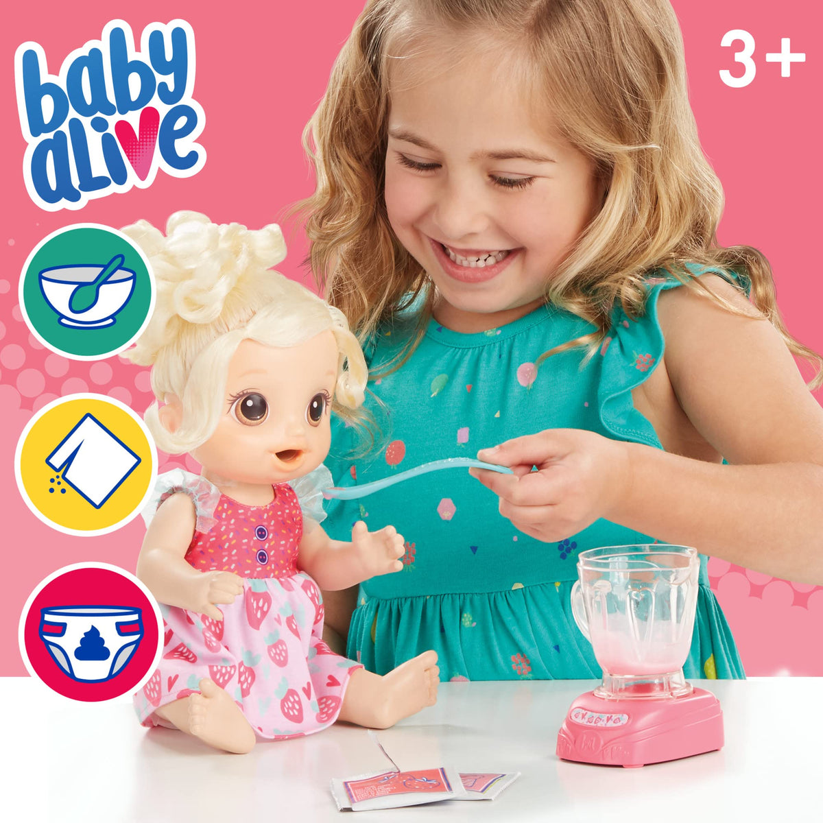 Baby Alive powdered doll food and water ready to blend in the mixer
