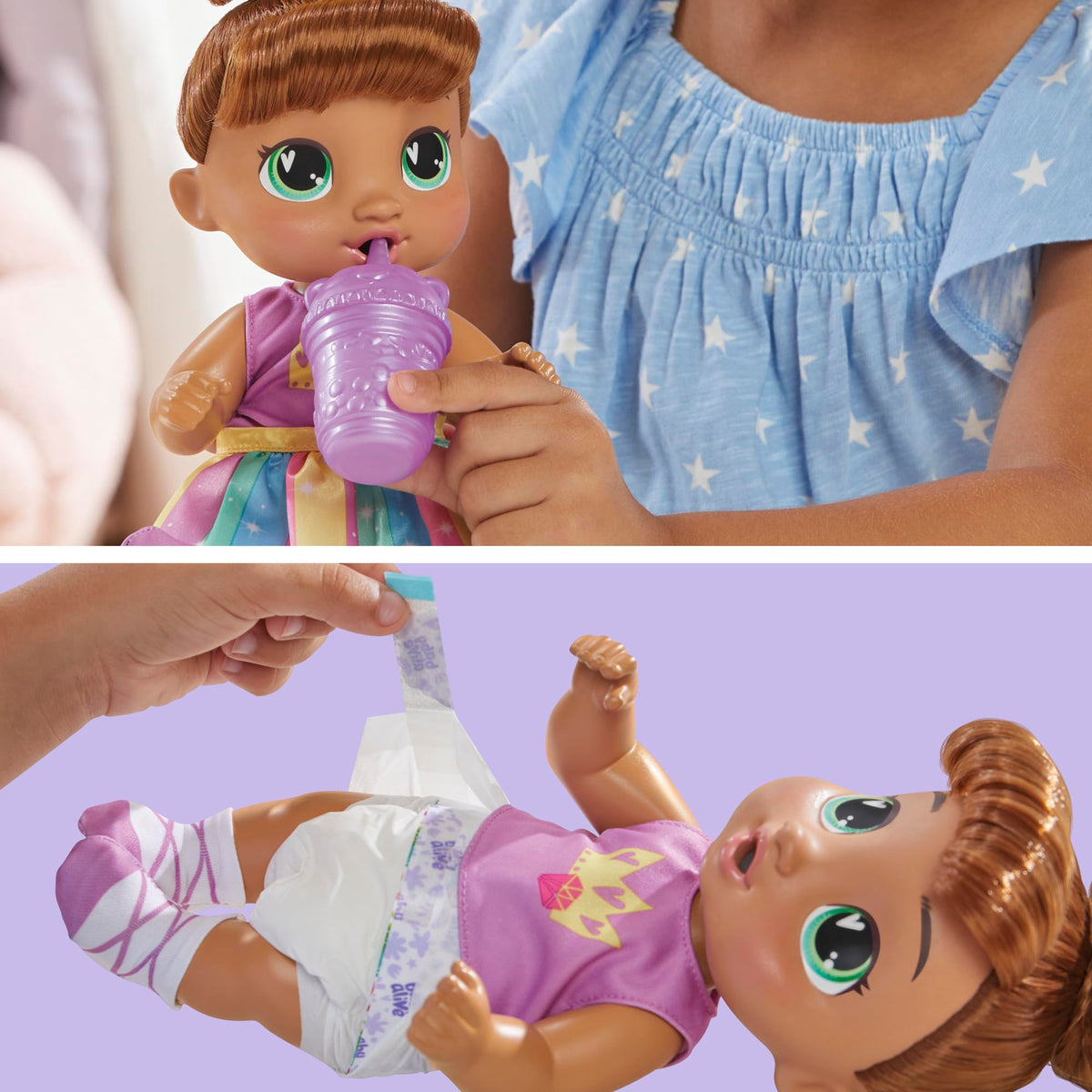Baby Alive Sophia Sparkle cape and mask enabling superhero pretend play