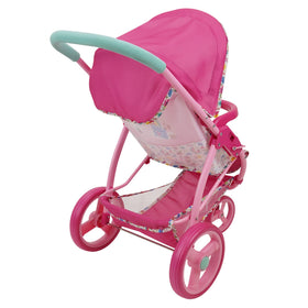 Shopping basket on Baby Alive stroller stores tiny accessories for on-the-go play.