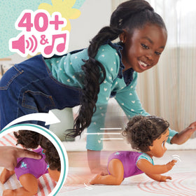 Baby Alive Tilly Tinker sippy cup munching adds mess-free feeding play.