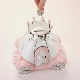 Baby Aspen white ceramic carriage ornament for nursery decor and keepsake display.