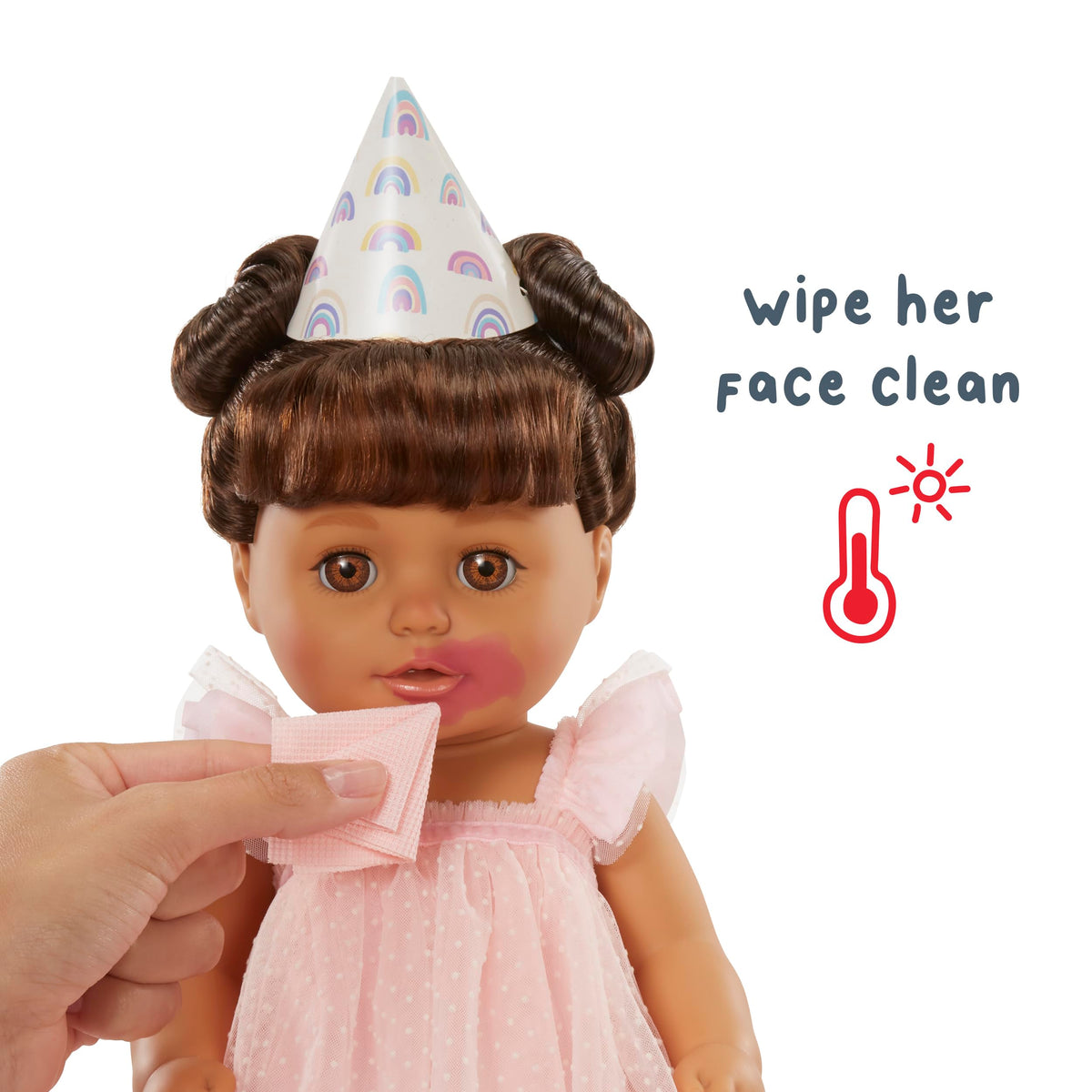 BABY born Ava rooted hair styled in top knots
