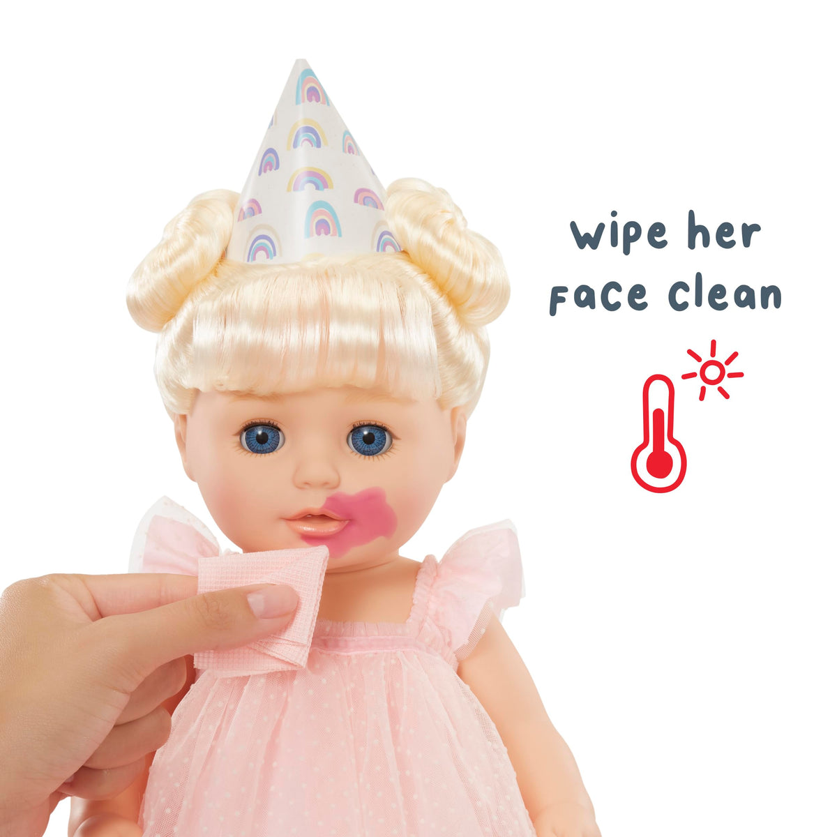 Festive pink party dress invites dress-up and celebration storytelling.