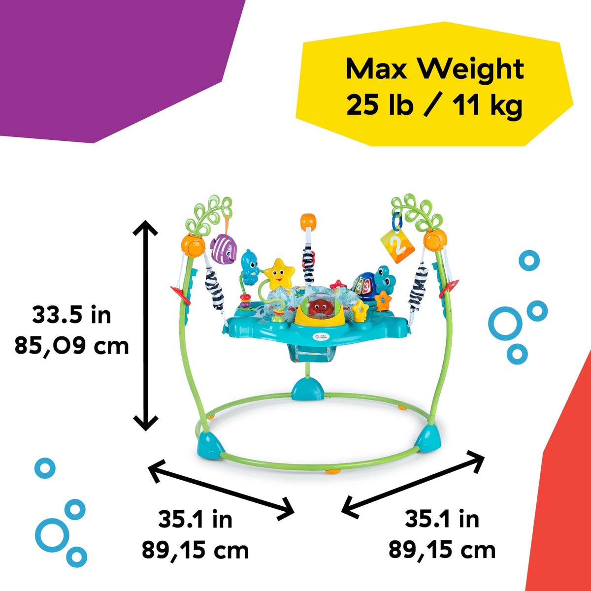 Four-height adjustable frame grows with baby for continued safe play.