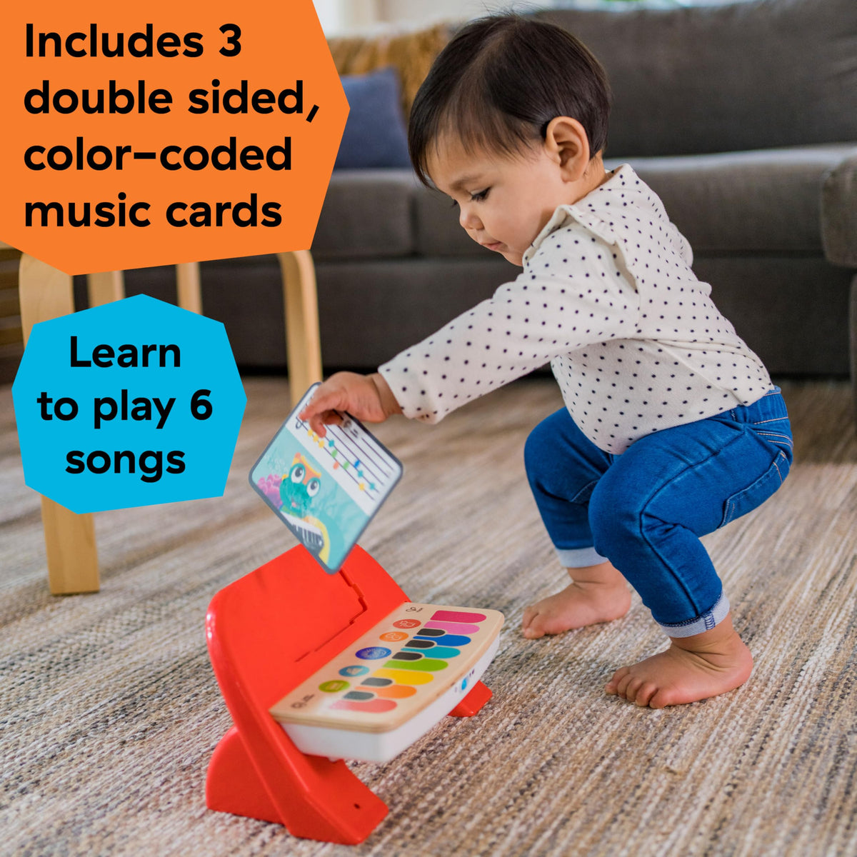 Volume control lets parents tailor listening level on Baby Einstein Cal's First Melodies piano