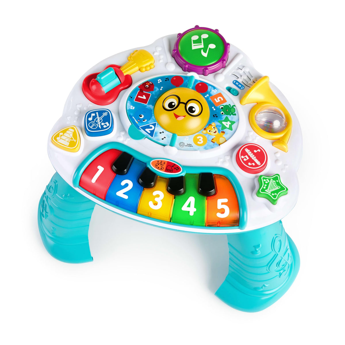 Baby Einstein Discovering Music Table colorful lights enhance sensory engagement during play.