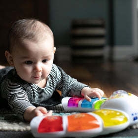 Compact dimensions of Baby Einstein Glow & Discover for easy placement and storage.
