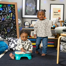 On-device volume control helps keep levels comfortable for caregivers and babies